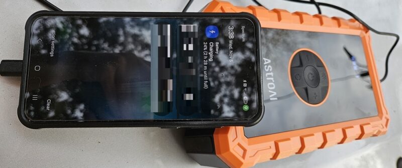 Charging a phone.
