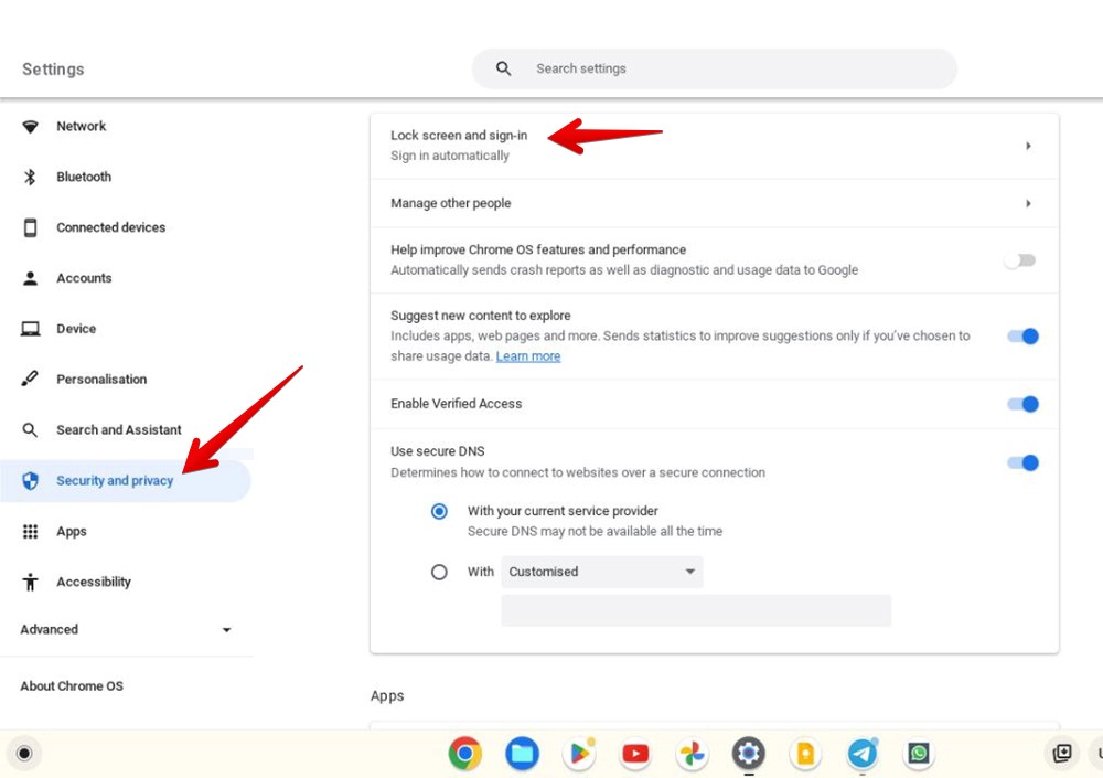 Chromebook Setting Lock Screen