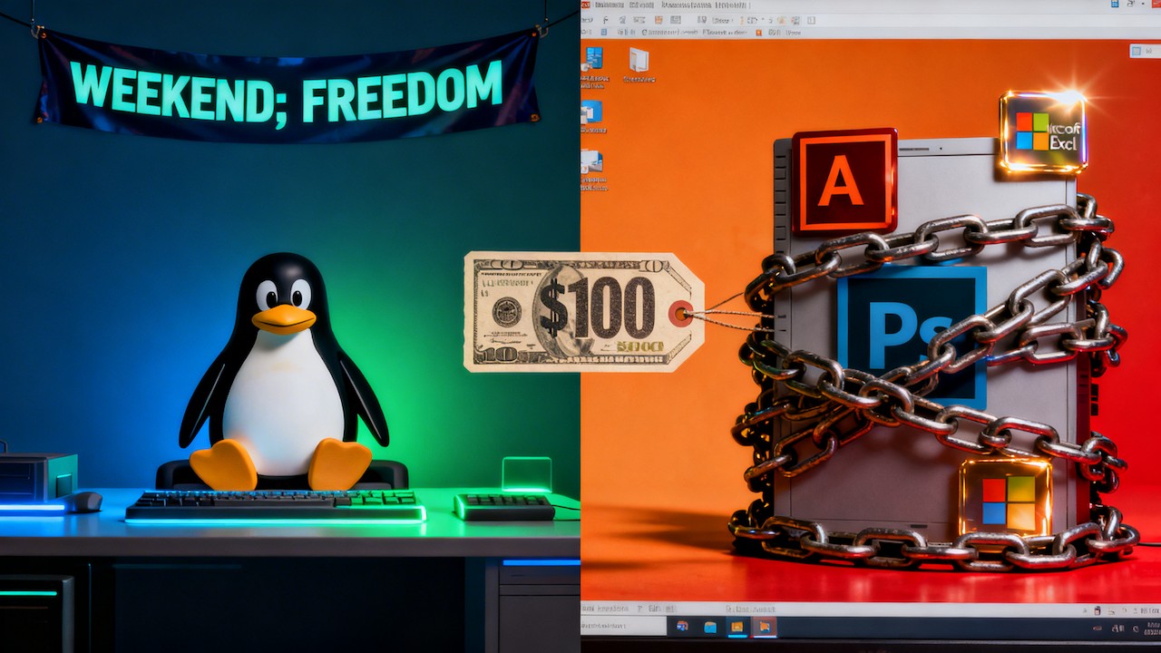 Linux Penguin And Locked Commercial Apps Showing Why Linux Is Not Suitable As A Daily Driver
