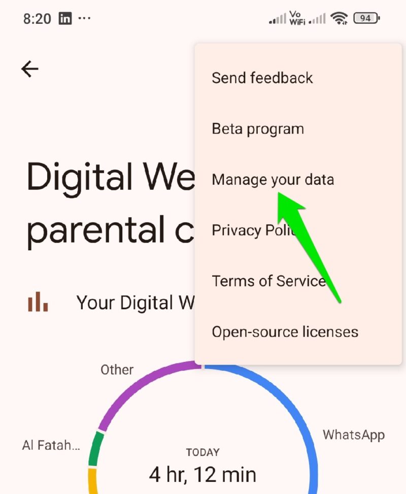 Digital Wellbeing menu
