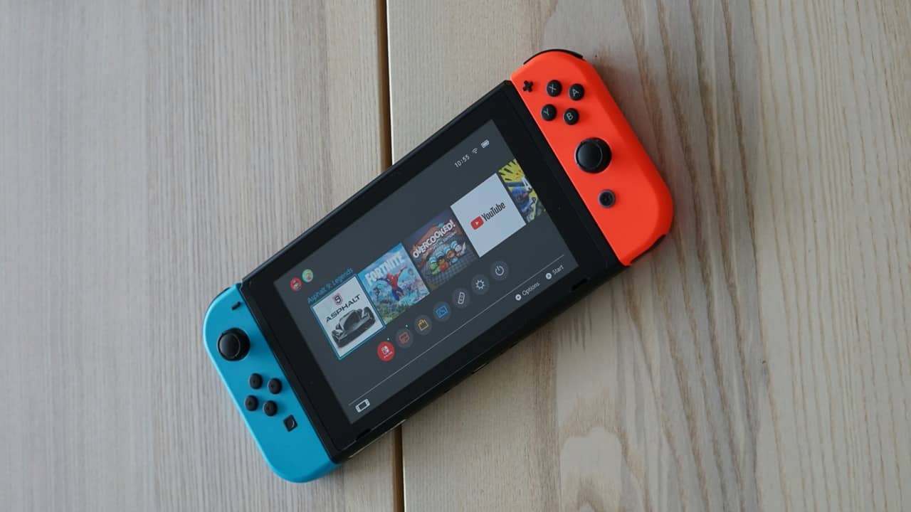 Nintendo Switch laying on a table