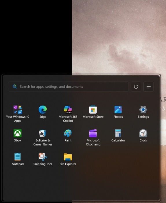 Activating Unimenu theme for Start menu in Windhawk in Windows. 