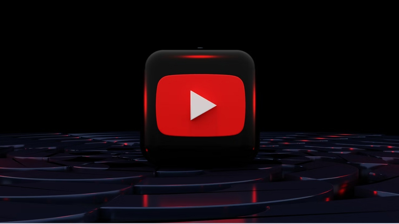YouTube logo on black background.