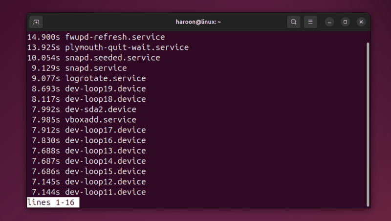 Displaying List Of Services Sorted By How Long They Take To Start.