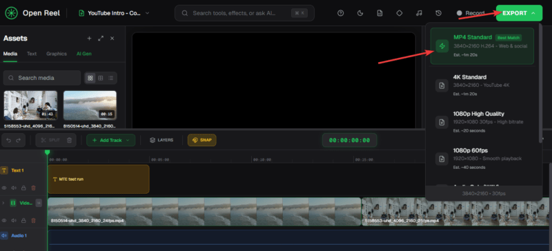 Export Video Mp4