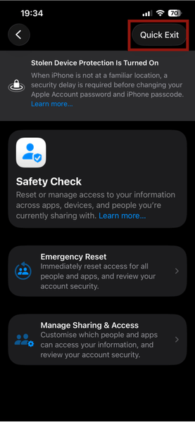 Iphone Quick Exit