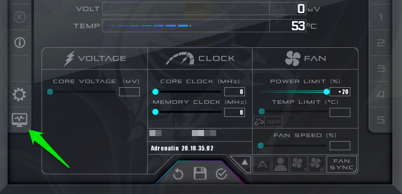 MSI Afterburner main interface
