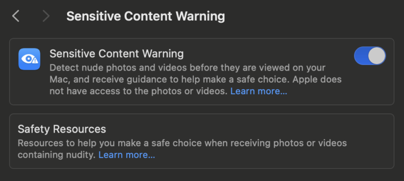 Sensitive Content Warning Mac