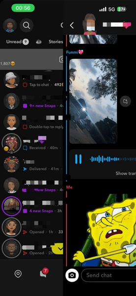Snapchat Half Swipe