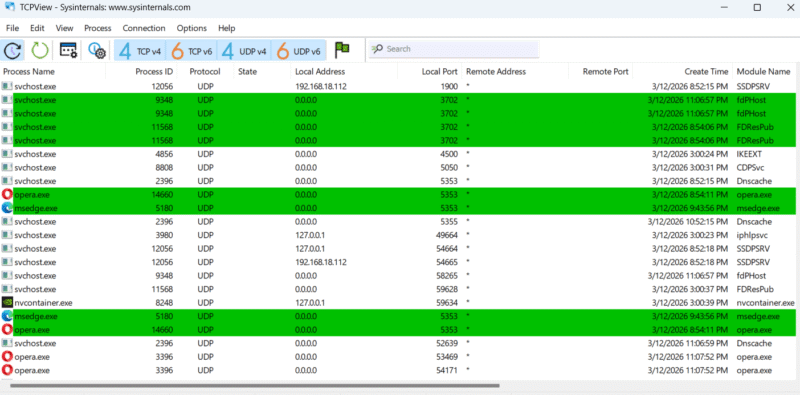TCPView Interface