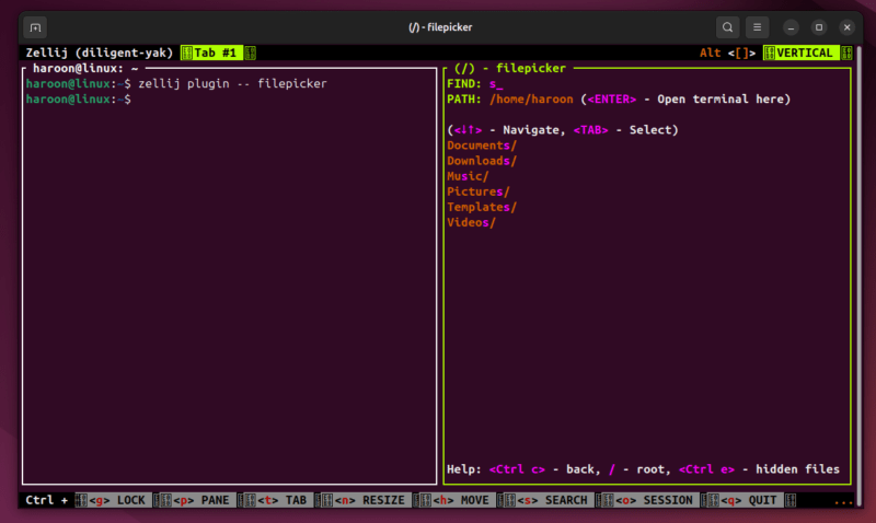 Zellij File Picker